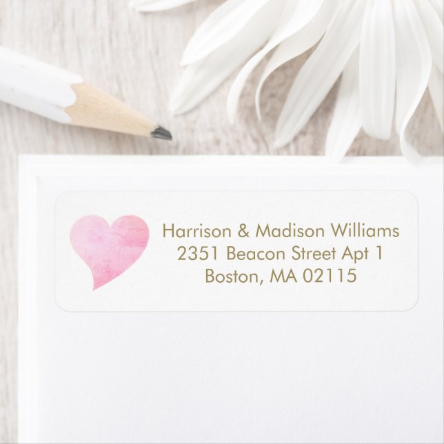 Cute pink heart custom Return Address  (Insitu)