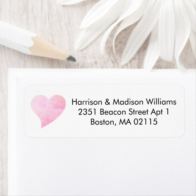 Cute pink heart custom Return Address (Insitu)