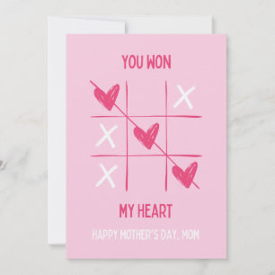 Cute Pink Heart Game Mother's Day Greeting Card