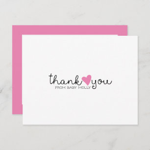 Cute Pink Heart Girl Baby Shower Thank You