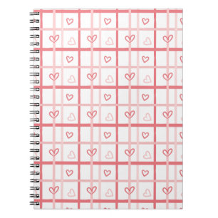 Cute Pink Heart Grid Pattern Notebook