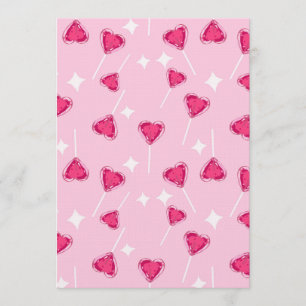 Cute Pink Heart Lollipop Seamless Pattern Invitation