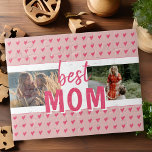 Cute Pink Heart Pattern Best Mum 2 Photo  Jigsaw Puzzle<br><div class="desc">Cute Pink Heart Pattern Best Mum 2 Photo puzzle. Hand-drawn pink hearts with dots on pink. Add your photos. You can change the text. Sweet keepsake for a mother for Mother`s day.</div>