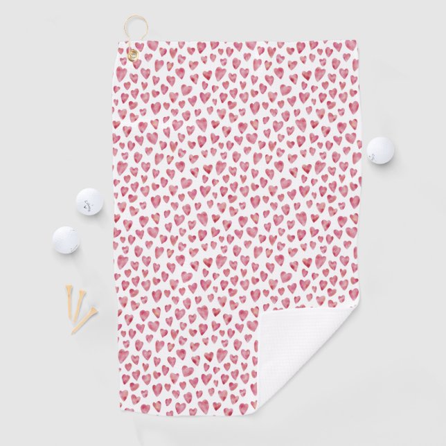 Cute pink heart pattern golf towel (InSitu)
