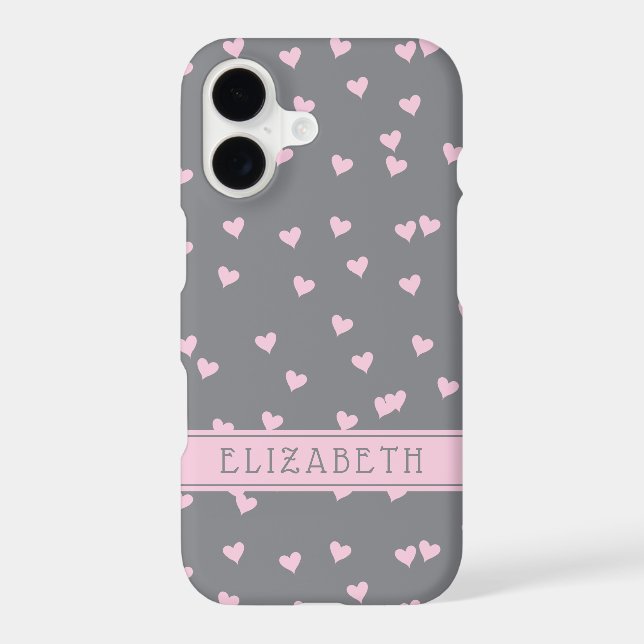 Cute Pink Heart Pattern Grey Custom (Back)