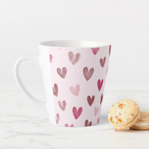 Cute Pink Heart Pattern – Romantic &Stylish Design Latte Mug