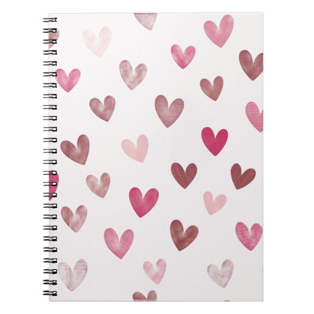 Cute Pink Heart Pattern – Romantic &Stylish Design Notebook (Front)