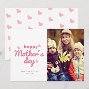 Cute  Pink Heart Photo Happy Mother's Day Card