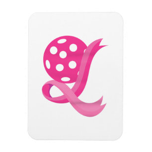 Cute Pink Heart Ribbon Pickleball Breast Cancer Aw Magnet