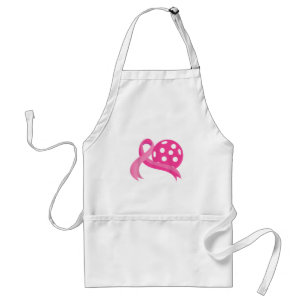 Cute Pink Heart Ribbon Pickleball Breast Cancer Aw Standard Apron