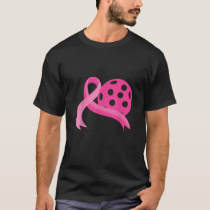 Cute Pink Heart Ribbon Pickleball Breast Cancer Aw T-Shirt