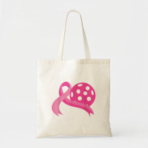 Cute Pink Heart Ribbon Pickleball Breast Cancer Aw Tote Bag