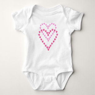 Cute Pink Heart-Shaped Paw Prints Baby Bodysuit