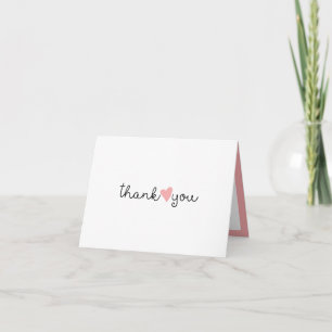 Cute Pink Heart Simple Thank You Card