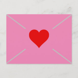 Cute Pink Heart Valentines Day Envelope Holiday Postcard