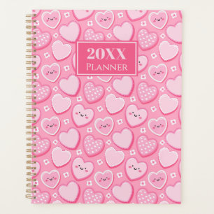 Cute Pink Hearts 20XX Spiral Planner