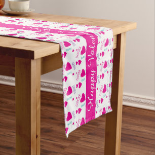 Cute pink Hearts and Love - romantic pattern Medium Table Runner