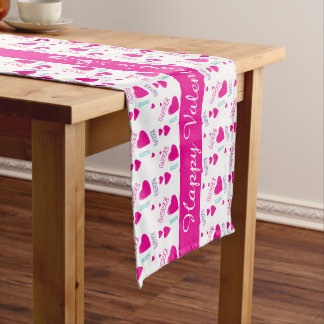 Cute pink Hearts and Love - romantic pattern Medium Table Runner