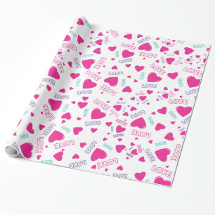 Cute pink Hearts and Love - romantic pattern Wrapping Paper