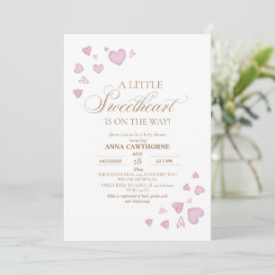  Cute Pink Hearts Baby Shower Invitation