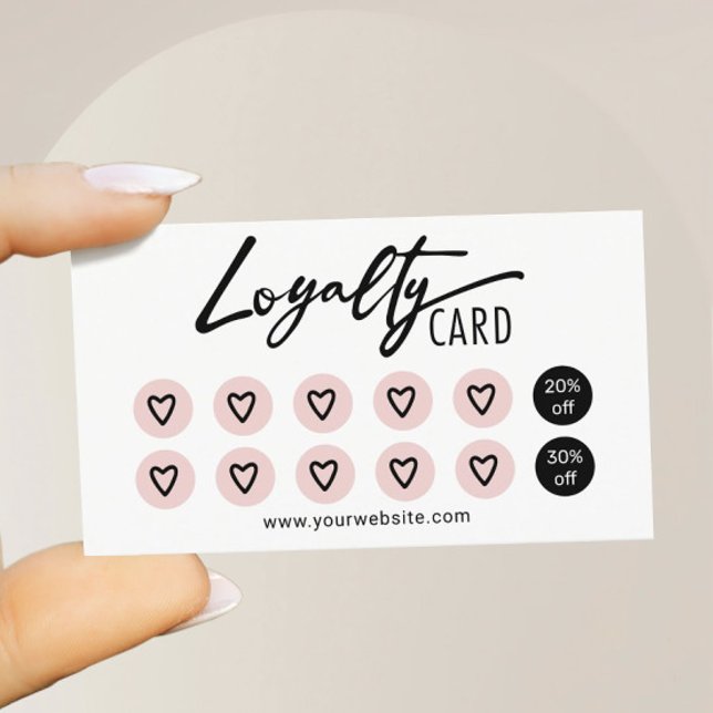 Cute Pink Hearts Beauty Salon Spa Loyalty Card (Creator Uploaded)