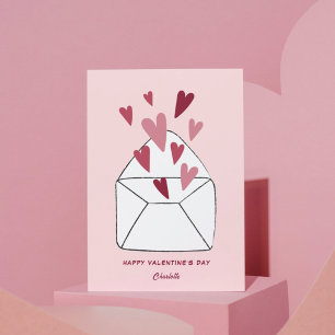 Cute Pink Hearts Envelope Valentine Day Card
