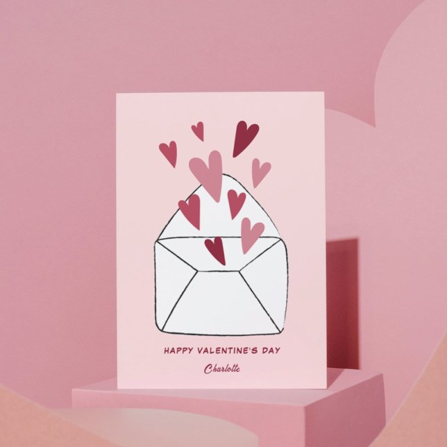 Cute Pink Hearts Envelope Valentine Day Card (Creator Uploaded)