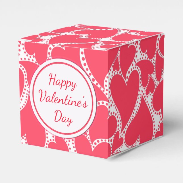 Cute Pink Hearts Favour Box (Front Side)