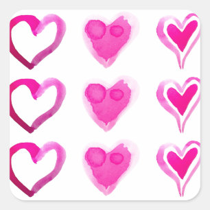 Cute Pink Hearts Forever Love Romantic Friendship Square Sticker