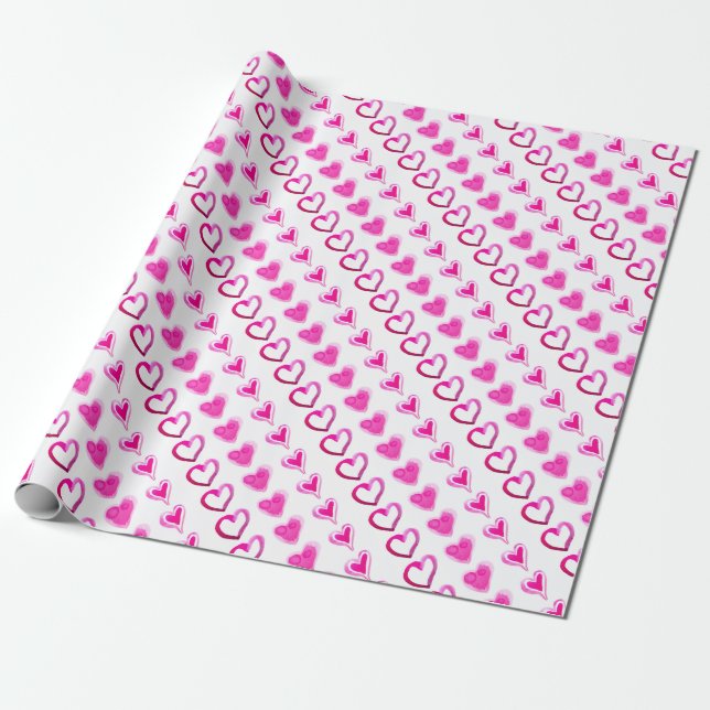Cute Pink Hearts Forever Love Romantic Friendship Wrapping Paper (Unrolled)