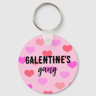 Cute Pink Hearts Galentines Day Custom Key Ring