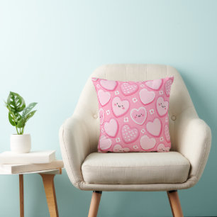 Cute Pink Hearts Girl Room Cushion