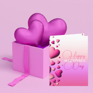 Cute Pink Hearts Happy Valentine's Day Card