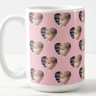 Cute Pink Hearts Kids Photo Custom Face Coffee Mug
