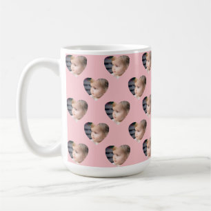 Cute Pink Hearts Kids Photo Custom Face Coffee Mug