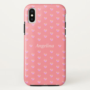 Cute pink hearts on coral pink Case-Mate iPhone case