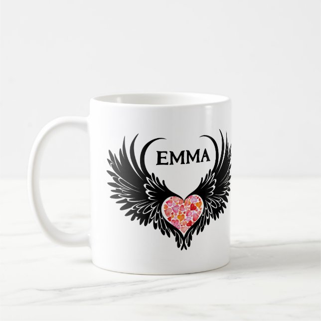 Cute Pink Hearts Pattern Coffee Mug (Left)