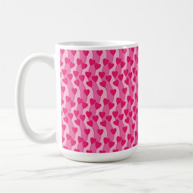 Cute Pink Hearts Pattern Coffee Mug (Left)