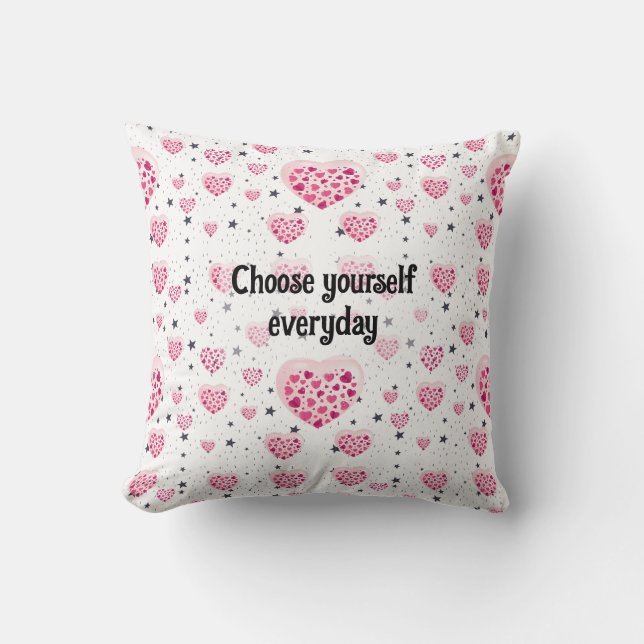 Cute Pink Hearts Pattern Cushion (Front)
