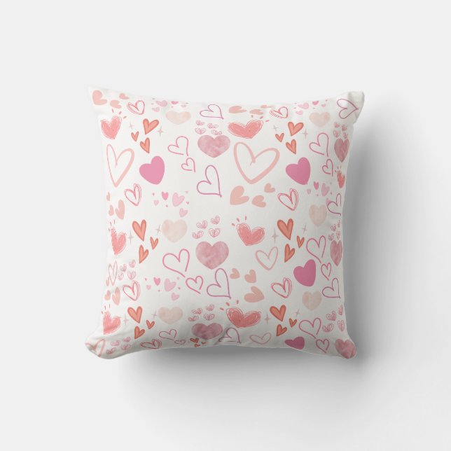  Cute Pink Hearts Pattern Decorative Cushion (Front)