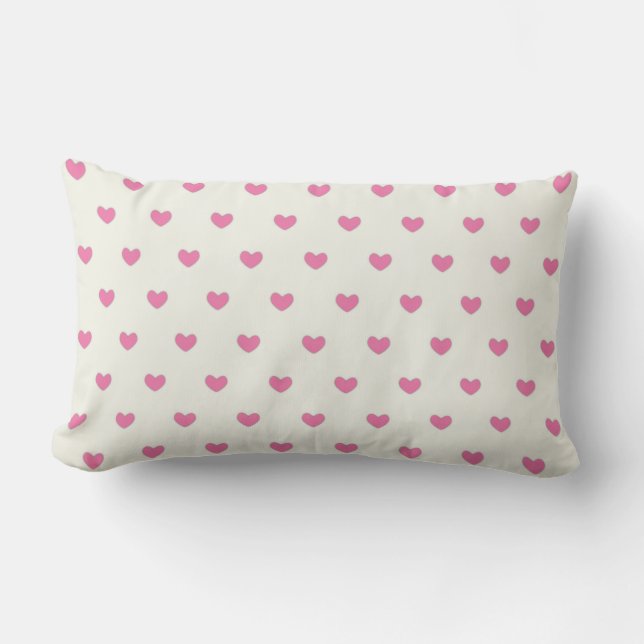 Cute Pink Hearts Pattern Lumbar Cushion (Front)