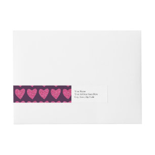 Cute pink hearts pattern on Purple Wraparound Address Label