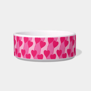 Cute Pink Hearts Pattern Pet Bowl
