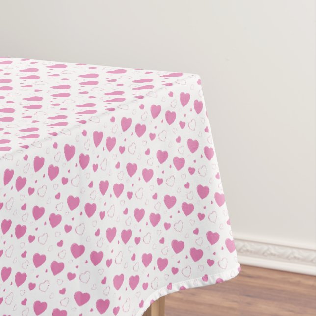 Cute pink hearts romantic pattern  tablecloth (In Situ)