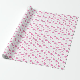 Cute pink hearts romantic pattern  wrapping paper