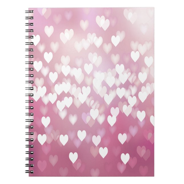 Cute Pink Hearts Spiral Notebook (Front)