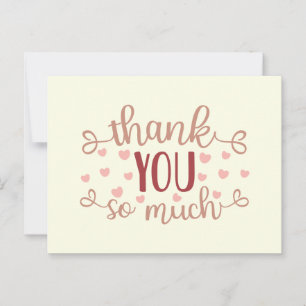 Cute Pink Hearts Thank You So Much   Postcard