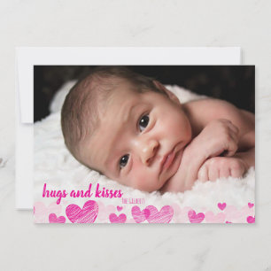 Cute Pink Hearts Valentine's Day Photo Cards