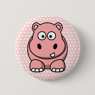 Cute Pink Hippo 6 Cm Round Badge
