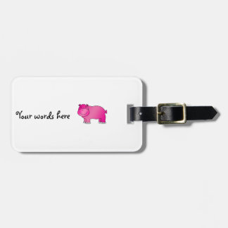 Cute pink hippo luggage tag